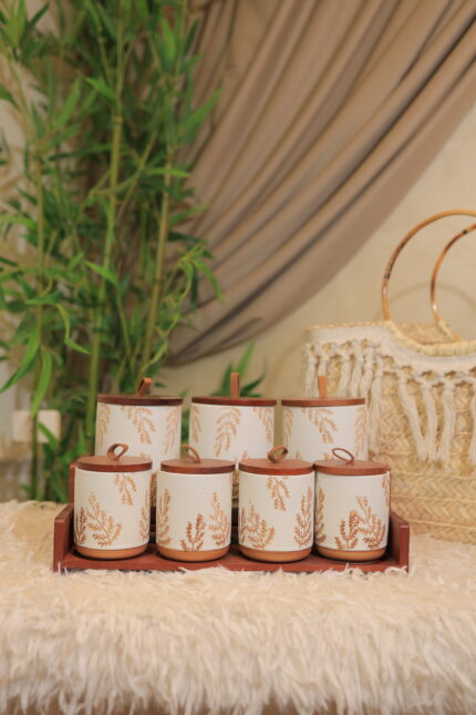 طقم توابل بورسلين ابيض